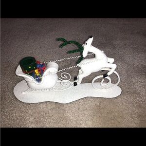 Neiman Marcus White and Green Reindeer Sleigh Decor